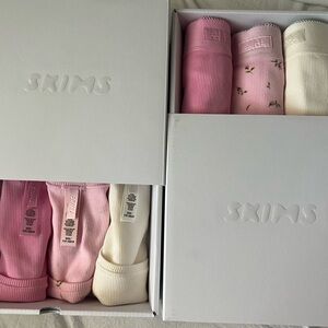 Skims Pink Cotton Rib Set